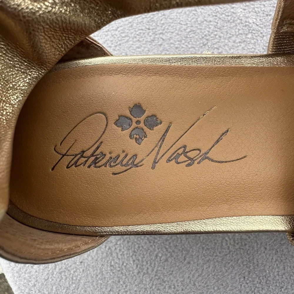 Patricia Nash Rubia Espadrille Wedge Sandals Women Size US 11 EU 41 Gold Leather